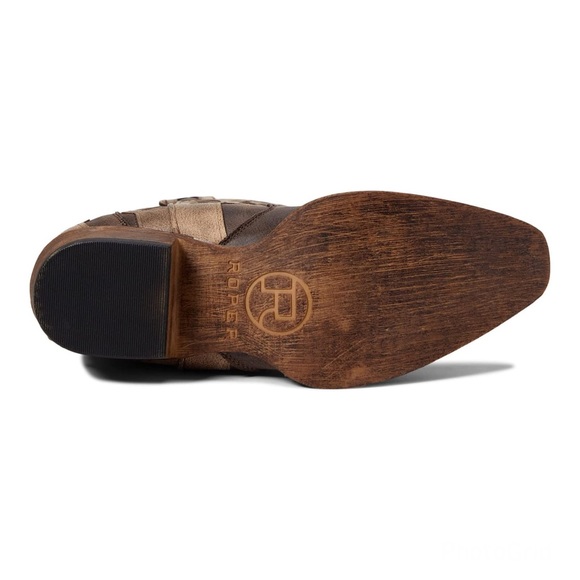 Roper Faux Leather Riley Triad Cowboy Boots Vintage Brown Multi Sizes NIB - Picture 4 of 14